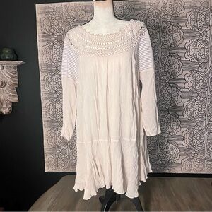 Umgee Cream Colored Off The Shoulder Dress W/ Crochet Detail